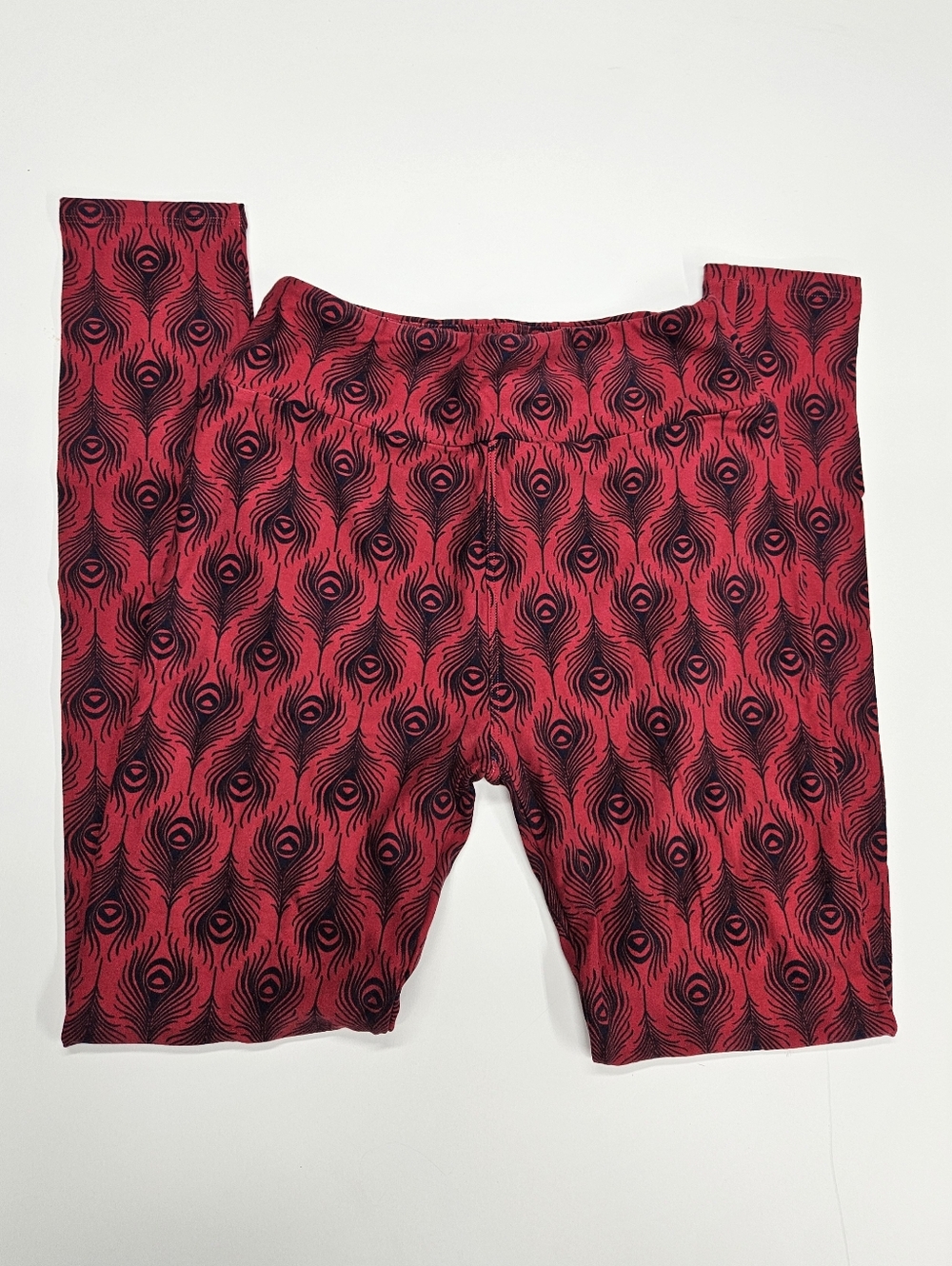LuLaRoe Leggings OS with Navy Peacock Feather Print